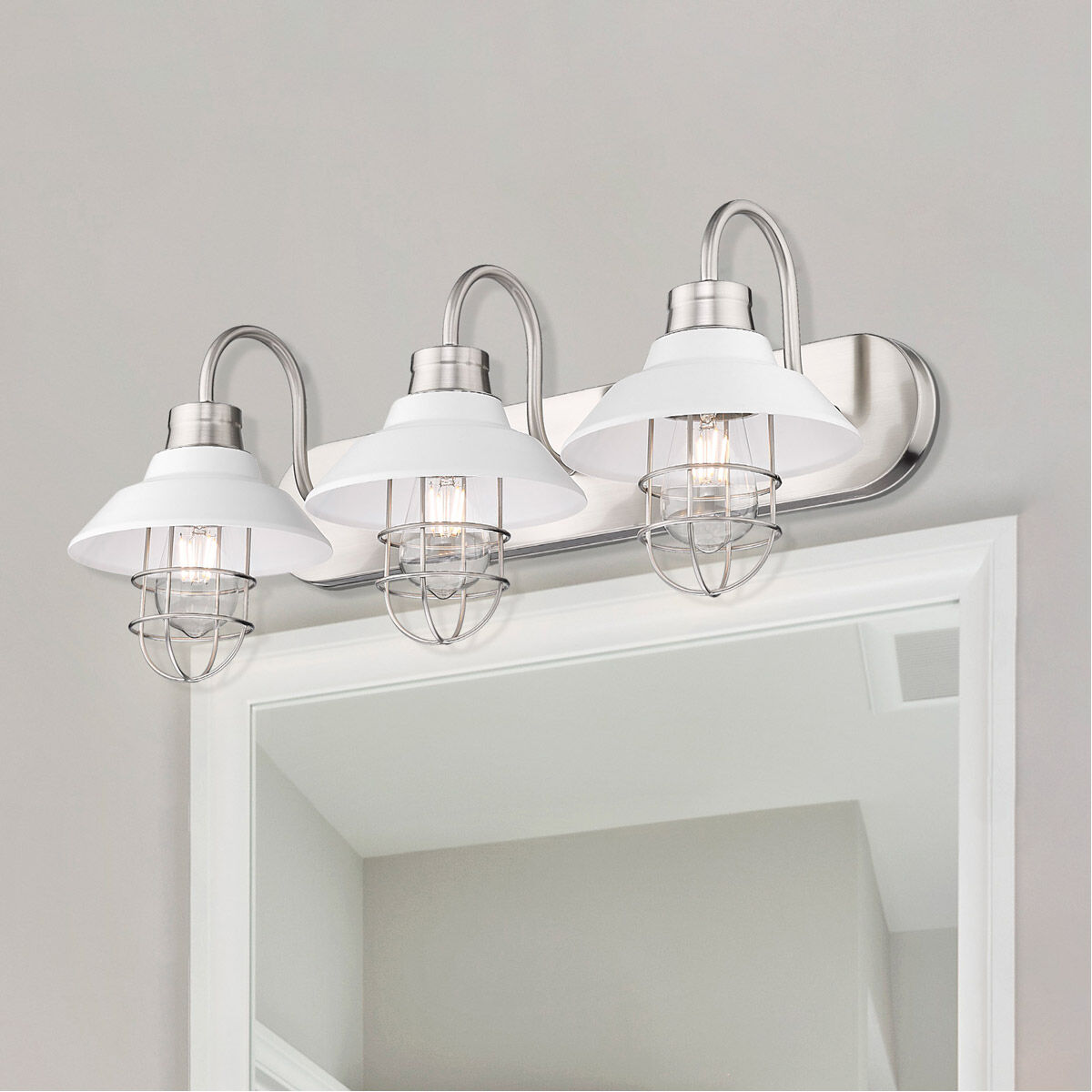 Golden Lighting 3320 BA3 PW WHT Lana 3 Light 26 inch Pewter Bath